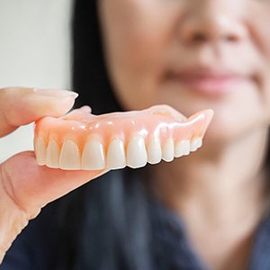 a closeup of a model of dentures